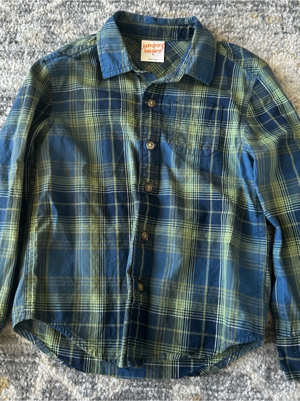 jumping beans Navy and Green Plaid Button-Front Shirt